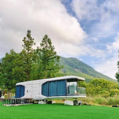 Prefab Houses Capsule Concept With Whole Set Kitchen Cabinet Inside Container House