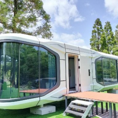 Steel structure mobile outdoor office creative villa prefab houses modern container space capsule